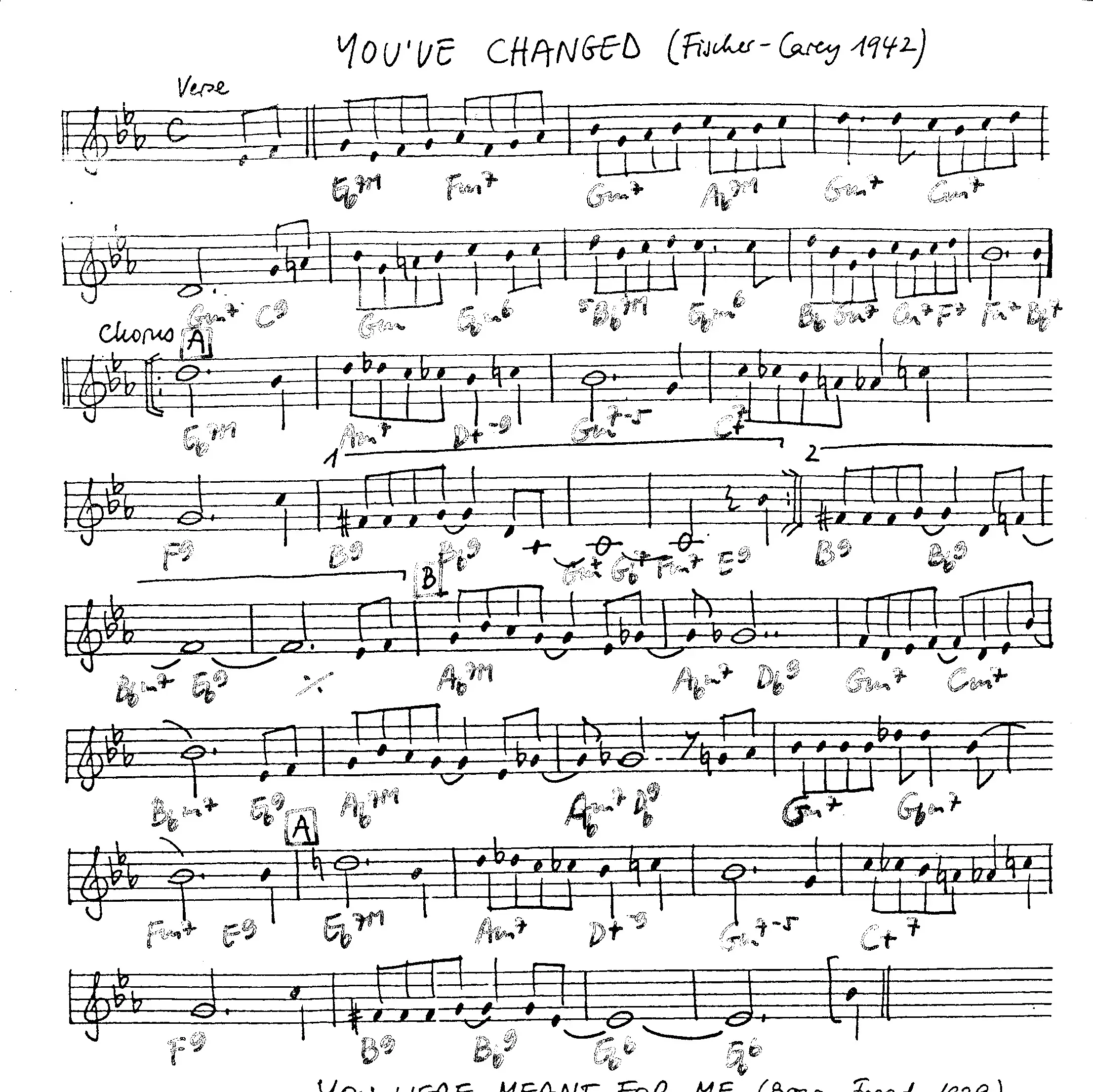 you've changed free jazz leadsheet - Courtesy of the Jungle Jazz Band